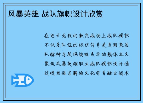 风暴英雄 战队旗帜设计欣赏
